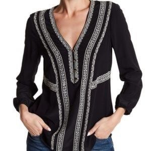 Veronica Beard Loreto Embroidered Silk Blouse 8